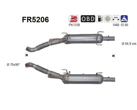Filtre à particules, système d'échappement FR5206 AS