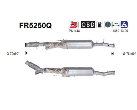 Filtre à particules, système d'échappement FR5250Q AS