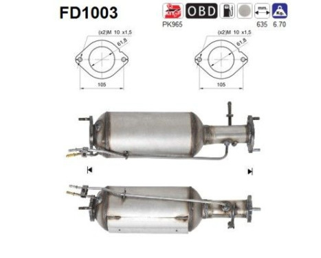 Filtre à particules / à suie, échappement FD1003 AS