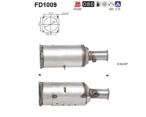 Filtre à particules / à suie, échappement FD1009 AS
