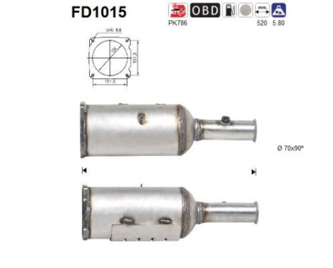 Filtre à particules / à suie, échappement FD1015 AS