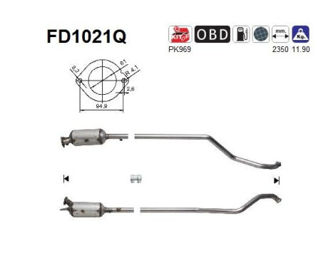 Filtre à particules / à suie, échappement FD1021Q AS