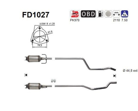 Filtre à particules / à suie, échappement FD1027 AS