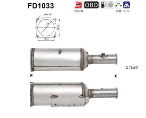 Filtre à particules / à suie, échappement FD1033 AS