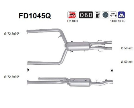 Filtre à particules / à suie, échappement FD1045Q AS