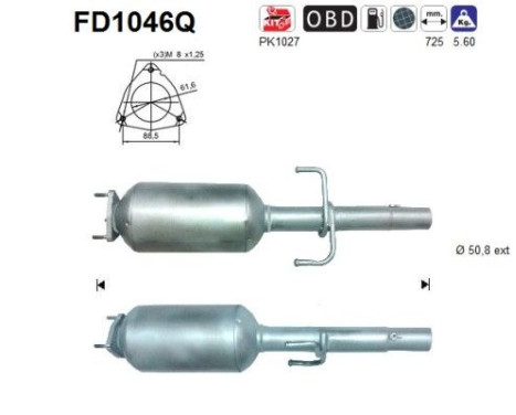 Filtre à particules / à suie, échappement FD1046Q AS