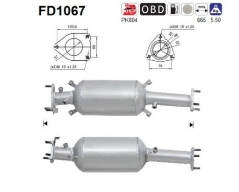Filtre à particules / à suie, échappement FD1067 AS