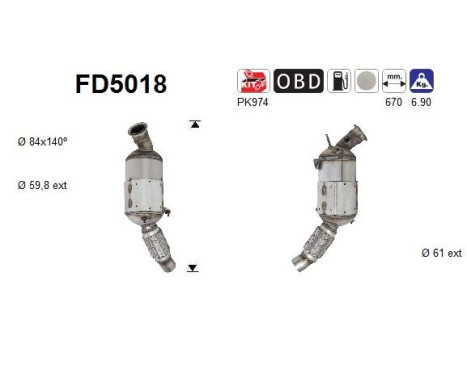 Filtre à particules / à suie, échappement FD5018 AS