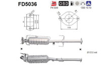 Filtre à particules / à suie, échappement FD5036 AS