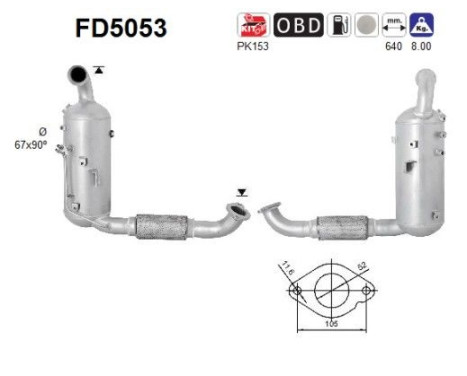 Filtre à particules / à suie, échappement FD5053 AS