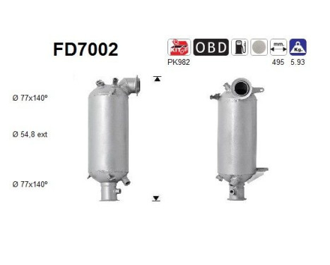 Filtre à particules / à suie, échappement FD7002 AS