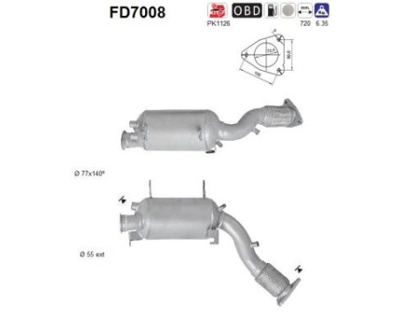 Filtre à particules / à suie, échappement FD7008 AS