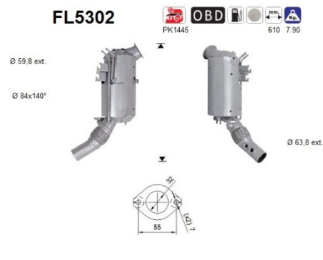 Filtre à particules diesel FL5302 AS