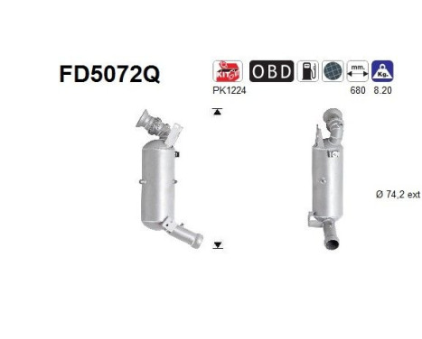 Filtre à particules diesel, système d'échappement FD5072Q AS