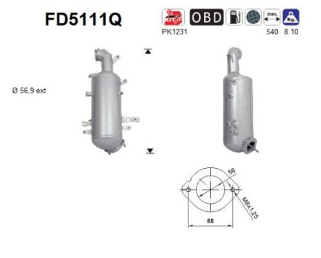 Filtre à particules diesel, système d'échappement FD5111Q AS