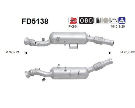 Filtre à particules diesel, système d'échappement FD5138 AS