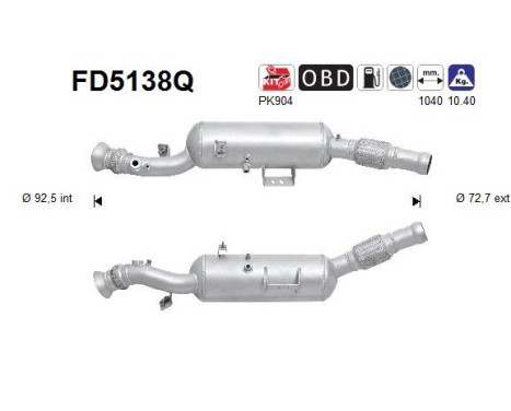 Filtre à particules diesel, système d'échappement FD5138Q AS