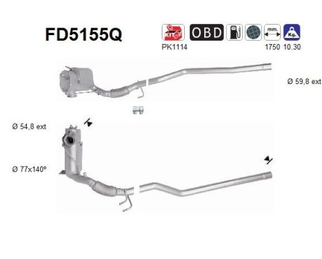 Filtre à particules diesel, système d'échappement FD5155Q AS