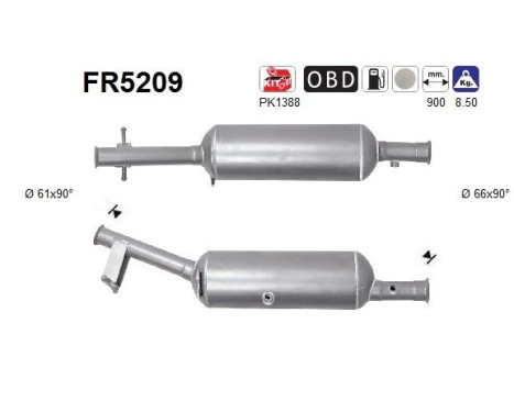 Filtre à particules diesel, système d'échappement FR5209 AS