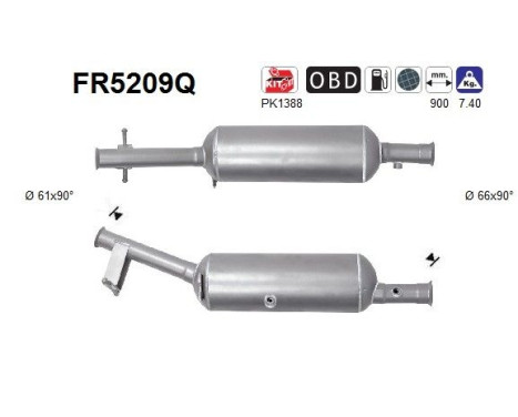 Filtre à particules diesel, système d'échappement FR5209Q AS