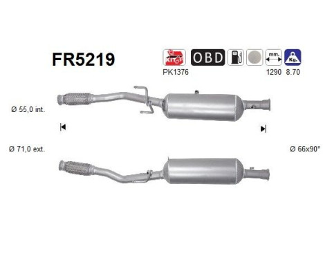 Filtre à particules diesel, système d'échappement FR5219 AS