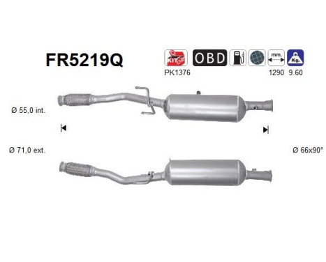 Filtre à particules diesel, système d'échappement FR5219Q AS