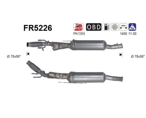 Filtre à particules diesel, système d'échappement FR5226 AS
