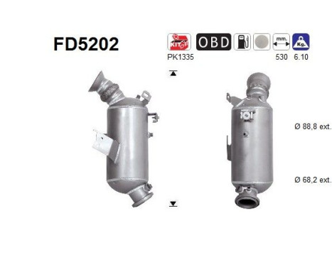 Filtre à particules, système d'échappement FD5202 AS