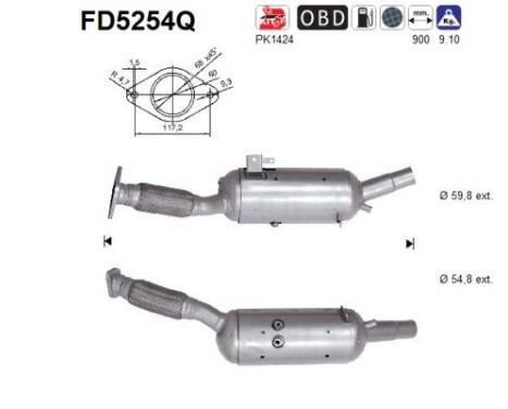 Filtre à particules, système d'échappement FD5254Q AS