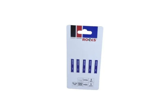 Hoja de sierra de calar Rooks HSS, tipo T, acero, 10-24 dientes por pulgada x 100 mm, Kpl 5 piezas