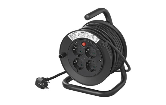 Enrollador de cable Schuko de 4 vías, 15 m, 3 x 1,5 mm²