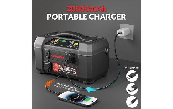 Arrancador de batería Lokithor AW401 Lithium 2500A con compresor y limpiador de alta presión, Imagen 2