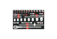 Juego de llaves de vaso y de vaso Force de 1/2" y 3/4", 42 piezas (EVA)