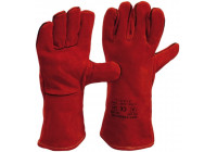 Guantes de soldadura de piel de vacuno serraje rojo/marrón, forrados