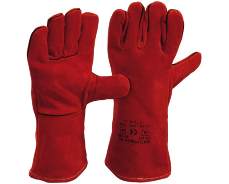 Guantes de soldadura de piel de vacuno serraje rojo/marrón, forrados