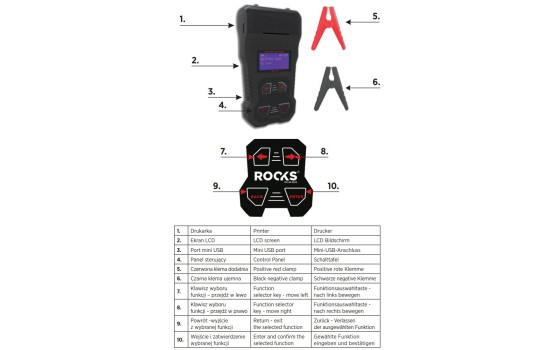 Comprobador de baterías Rooks con impresora 6/12/24v, 40-2000 Cca,, Imagen 3