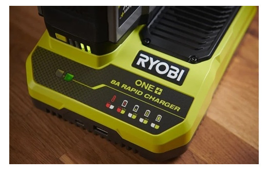 Cargador rápido Ryobi ONE+ de 18 V con velocidad de carga de 8,0, Imagen 4