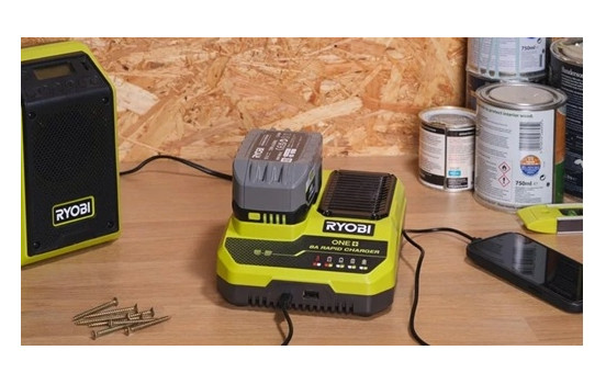 Cargador rápido Ryobi ONE+ de 18 V con velocidad de carga de 8,0, Imagen 3