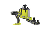 Taladro percutor inalámbrico Ryobi ONE+ de 18 V (incluye 1 batería de 5,0 Ah y 1 de 2,0 Ah)