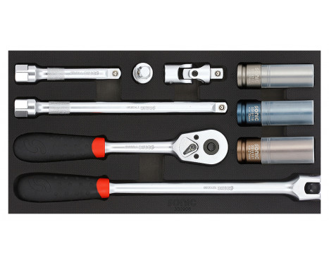 Juego de trinquete sónico de 1/2", SFS 1/3, 9 piezas