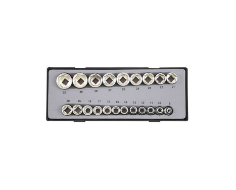 Juego de llaves de vaso de 1/2" y 12 puntas, 21 piezas