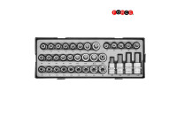 Juego de llaves de vaso Torx, hexagonales y estriadas de 1/2", 35 piezas