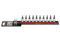 Juego de vasos con punta de 1/4", TX, 10 piezas en carril