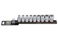 Juego de vasos de 1/2", TX-E, 9 piezas en carril