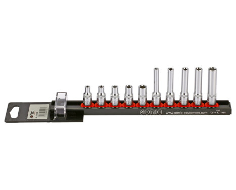 Juego de vasos de 1/4", TX-E, 10 piezas en carril