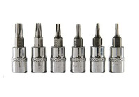 Juego de vasos de punta Rooks de 1/4" Torx T8-T30, 6 piezas