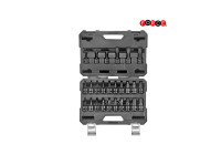Juego de vasos de impacto hexagonales, torx y estriados Force de 1/2", 26 piezas