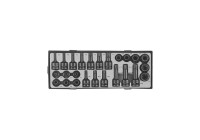 Juego de 25 puntas para llaves de vaso Torx de impacto DR. de 1/2" y de dientes múltiples.