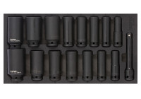 Juego de llaves de vaso Sonic Power de 1/2", SFS 1/3 de largo, 16 piezas