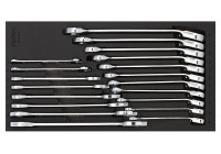 Juego de llaves de carraca sónicas de anillo y de doble extremo (19 piezas)